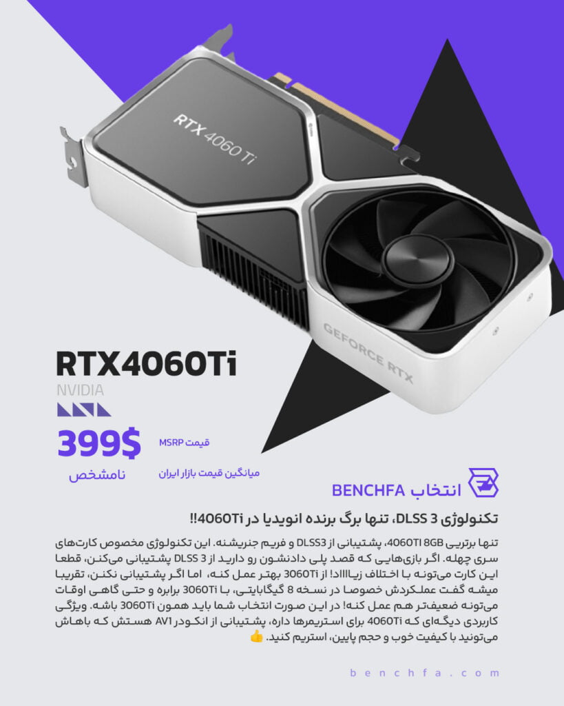 مقایسه کارت گرافیک RTX 4060 Ti با RTX 3060 Ti در یک نگاه