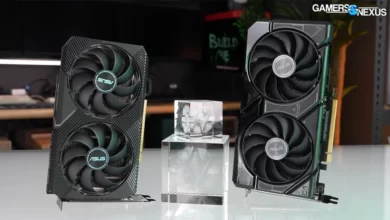 کارت گرافیک Asus Dual RTX 4060 در کنار Asus Dual RTX 3060