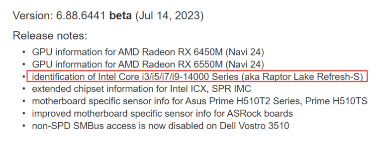 پشتیبانی اولیه AIDA64 برای پردازندههای نسل 14 اینتل؛ Intel Raptor Lake Refresh