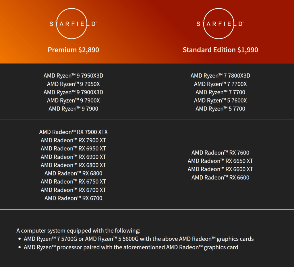 AMD بازی Starfield را با پردازندههای Ryzen 7000، کارت گرافیک Radeon RX 7000 و RX 6000 به صورت باندل عرضه میکند