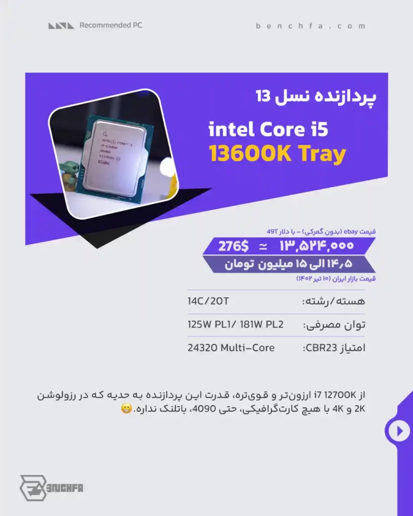 پردازنده intel Core i5 13600K Tray