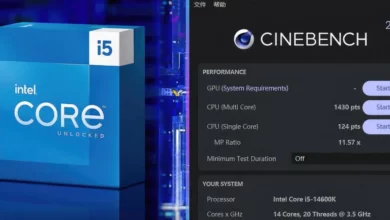 نتایج Cinebench پردازنده Core i5-14600K با 14 هسته و کلاک بوست 5.3 گیگاهرتز منتشر شد