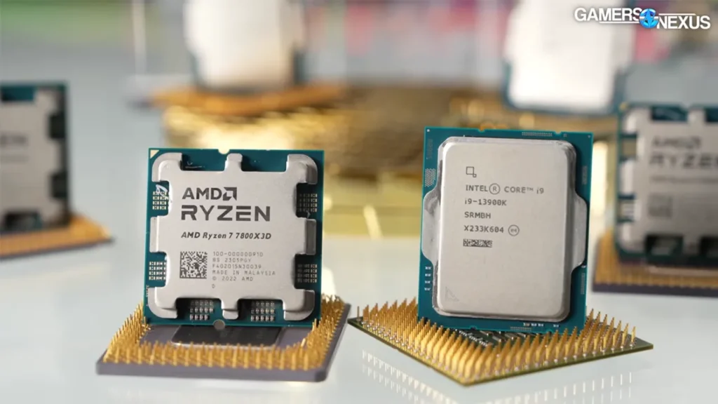 پردازنده بالارده سال 2023، پردازنده i9 13900K سمت راست و پردازنده Ryzen 7 7800X3D در سمت چپ