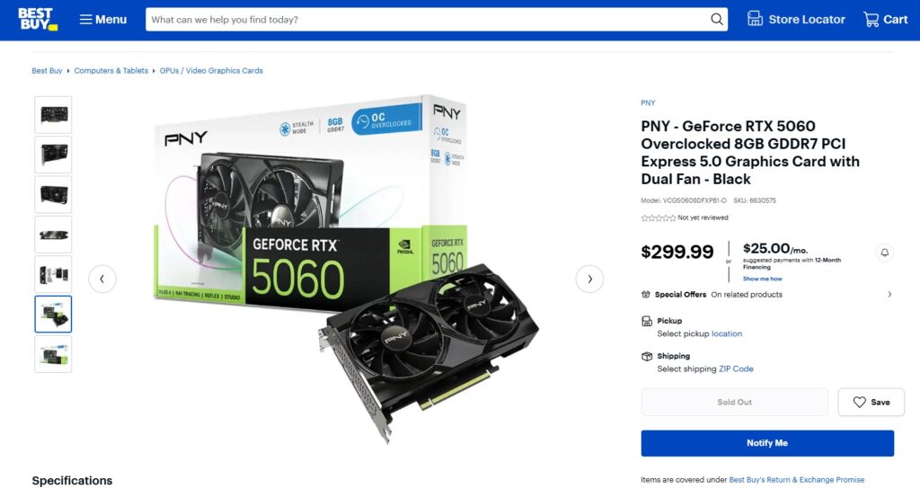 قیمت کارت گرافیک RTX 5060